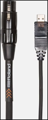 Roland Interconnect Cables, XLR (F)-USB, Black PVC, Black Series 10 Foot